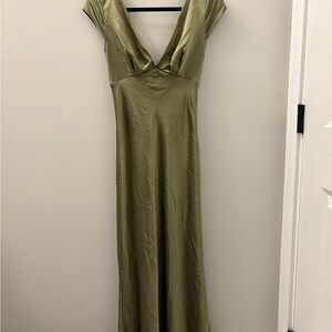 Elegant Olive Green Evening Dress